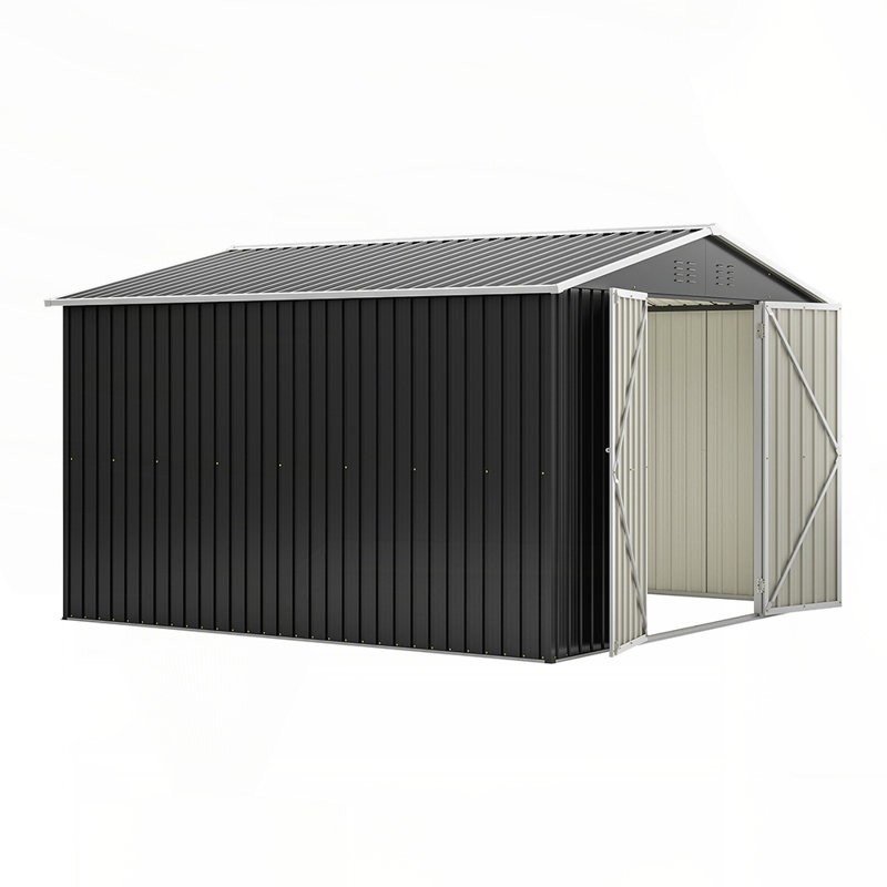  Large Outdoor Metal Storage Shed - Heavy-Duty Frame, Lockable Doors, All-Weather Protection for Backyard Tools & Equipment