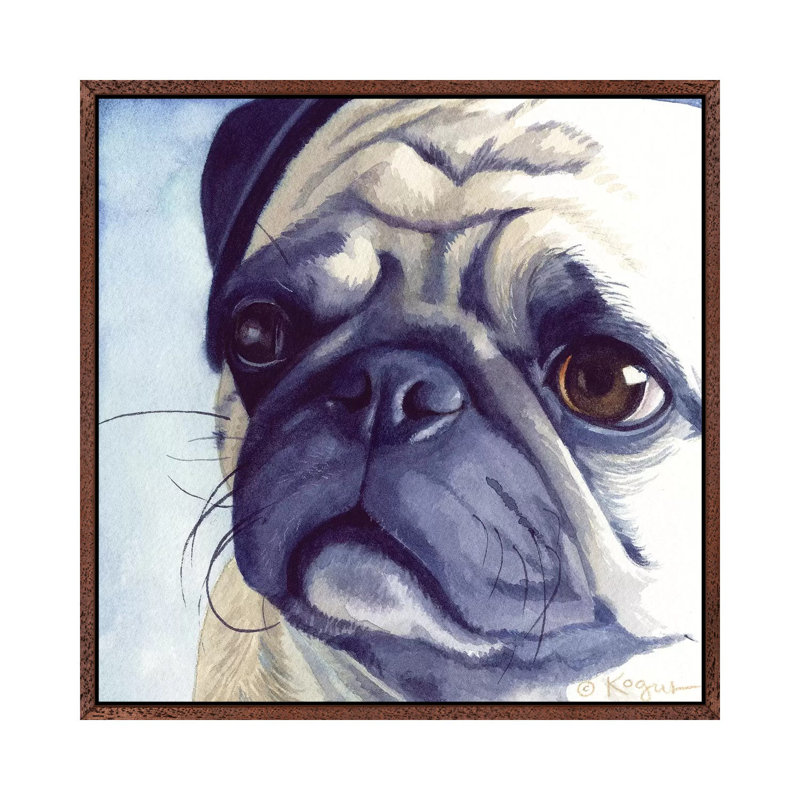 Bugabee Pug 1 Piece Painting on Canvas, 66.04 cm H x 66.04 cm W, Classic Brown Wood Framed