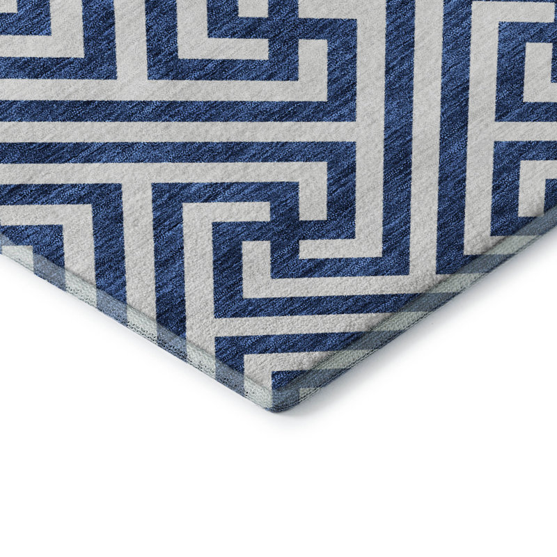 Premium Machine Washable Tweedy Blue Rug, Round 8'