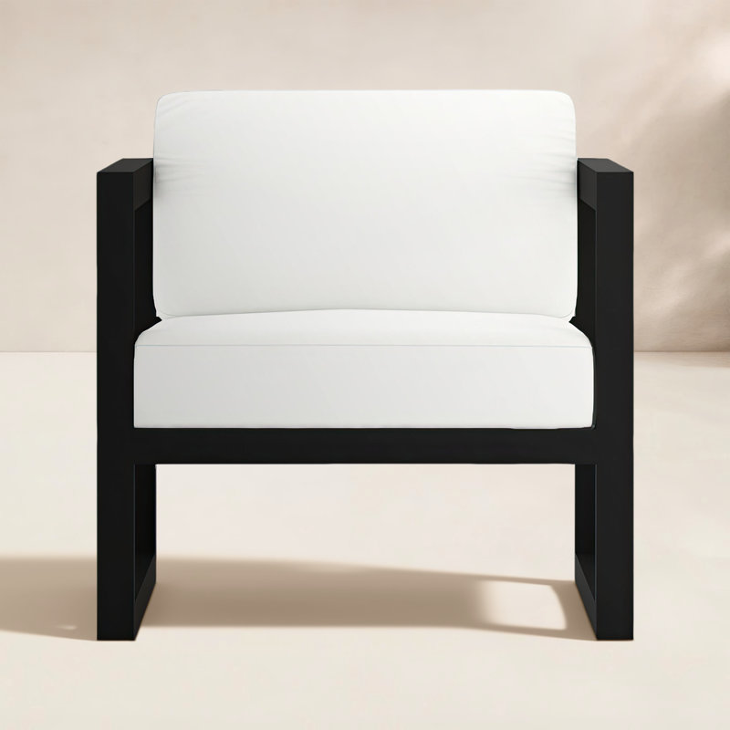 Avion Patio Chair with Sunbrella Cushions, Canvas Natural Sunbrella® Canvas, Black