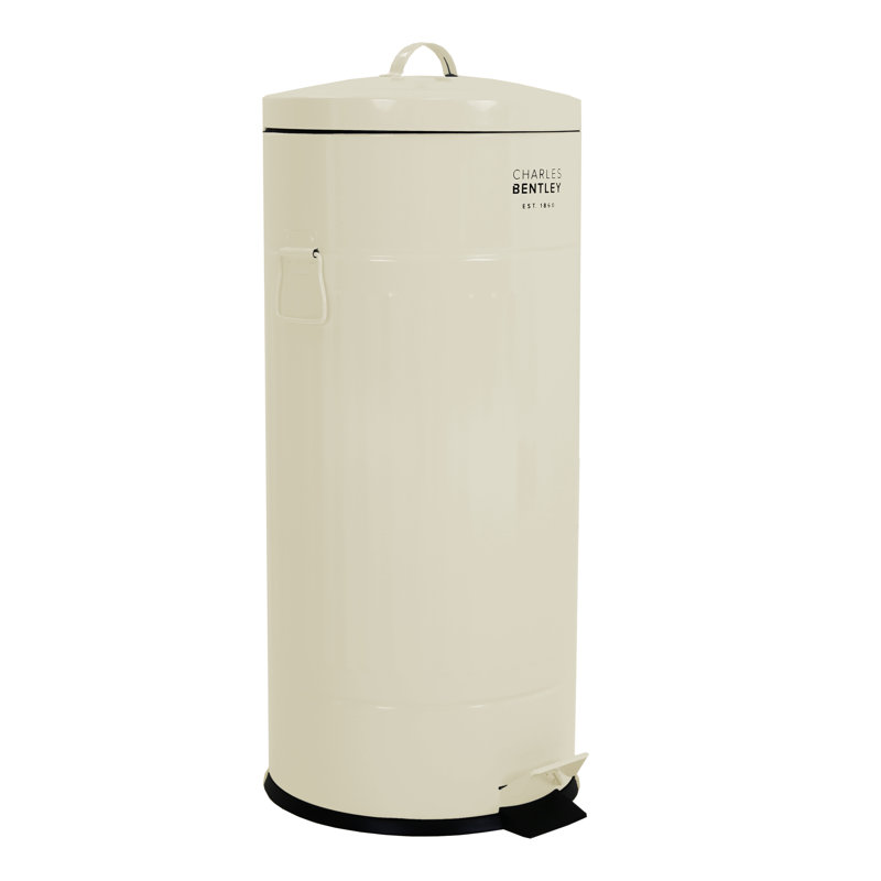 Retro Steel Step On Kitchen Trash Can - 30L, Cream