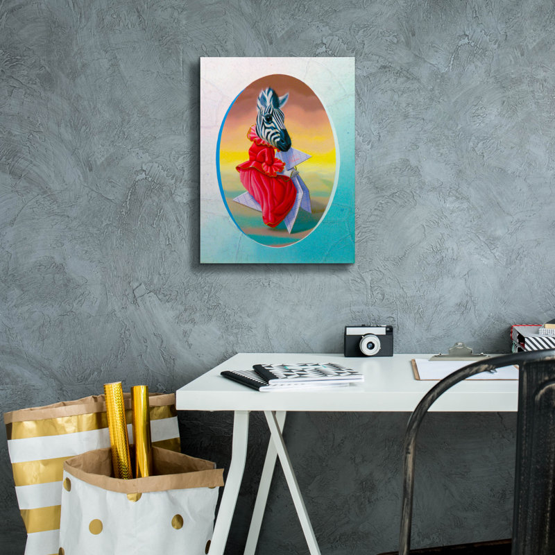 "Madame Zebre" par Valery Vecu Quitard, H 16 po x l 12 po x P 0,75 po