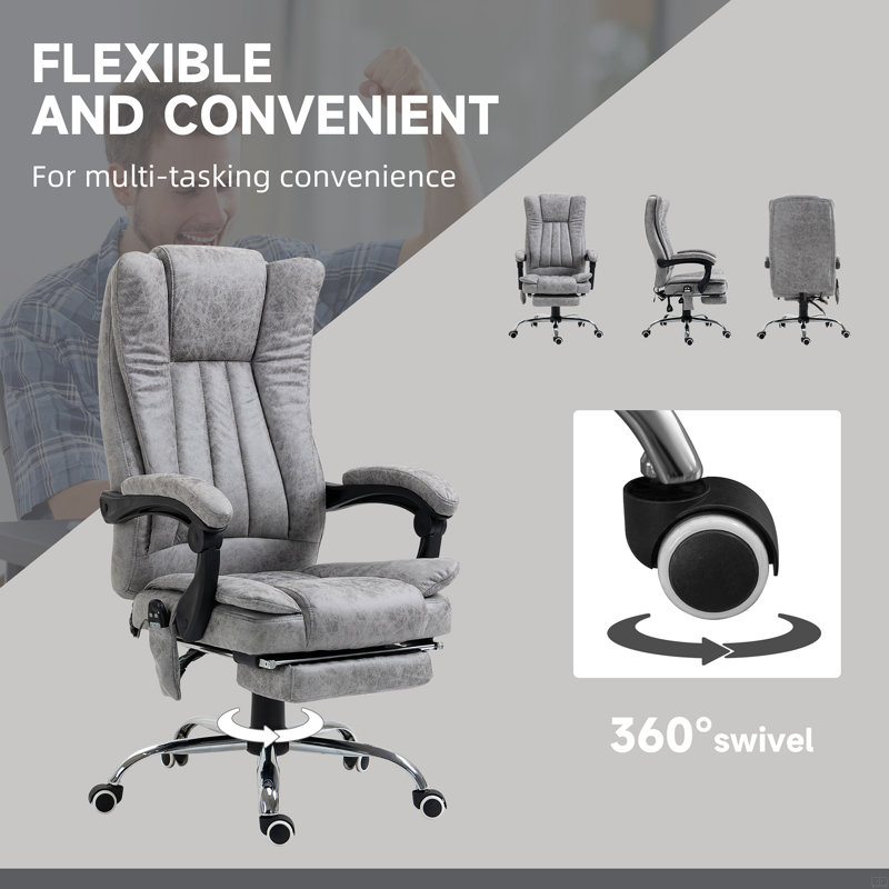 Massage Office Chair, High Back Reclining Desk Chair, Gray