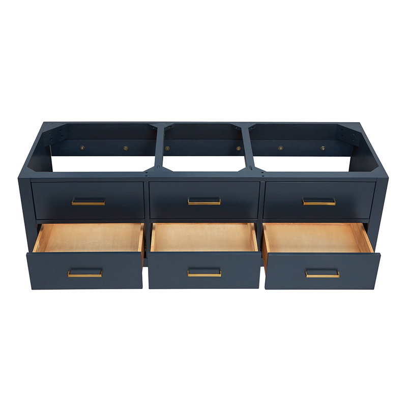 Base de meuble-lavabo double 60 po Megrez, Bleu minuit