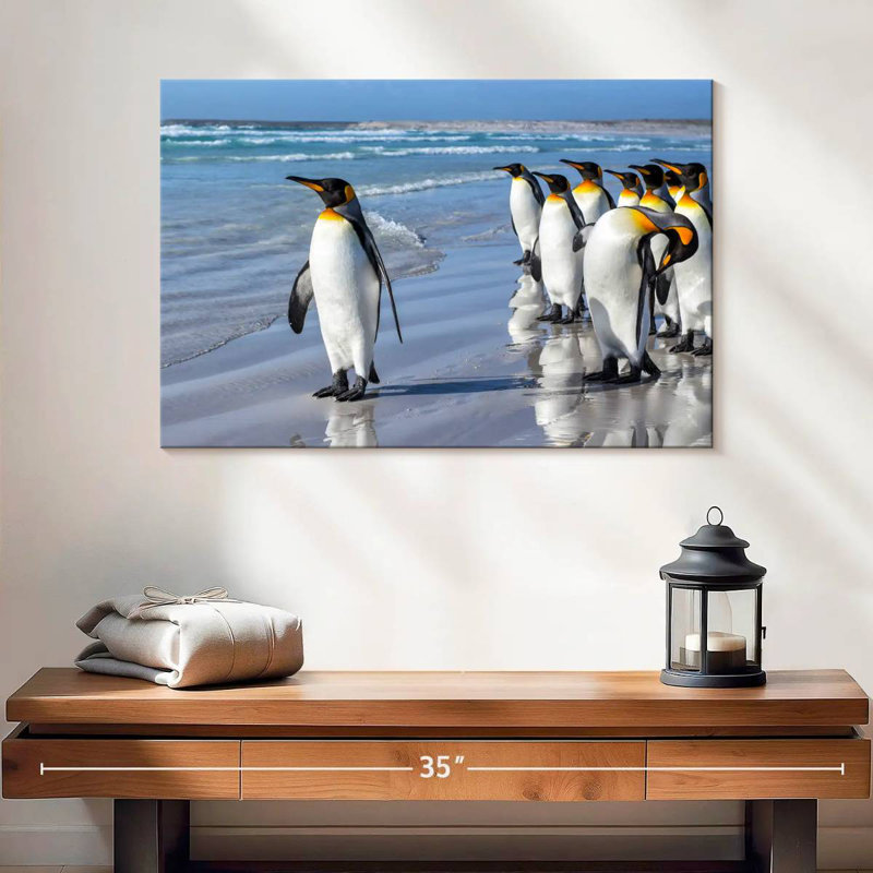 Pingouins bruns dans la plage, H 16 po x l 24 po