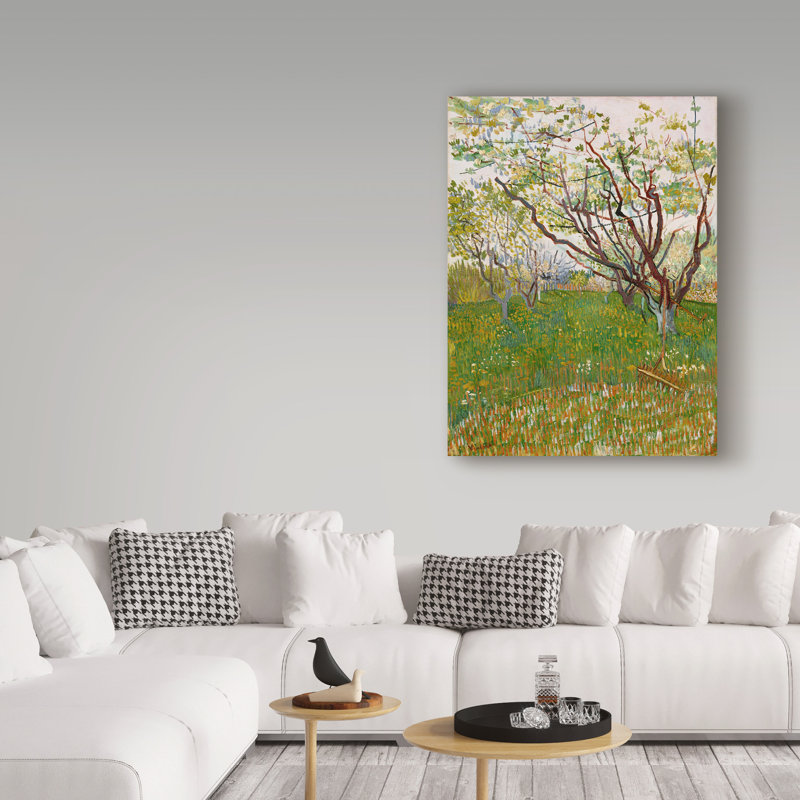 « the fleuring verge » par vincent van gogh, reproduction de peinture à l’huile sur toile tendue, H 47 po x l 35 po x P 2 po