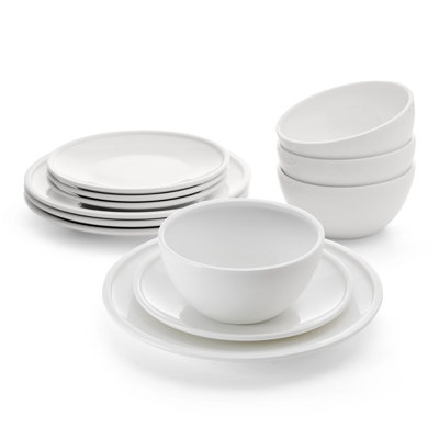 Mikasa Colter 12-Piece Lightweight Chip-Resistant Bone China Dinnerware Set, Service for 4