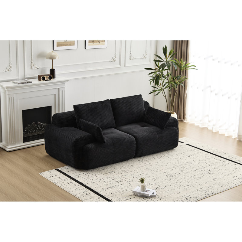 Canapé 2 places pour animaux de compagnie, en velours côtelé, avec mousse à mémoire de forme, extra profond, personnalisable, sans assemblage, idéal pour les salles de jeux, noir, convient à de multiples espaces.