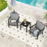 Mornlift 3-Piece Aluminum Outdoor Patio Conversation Set With Gray Cushions And Side Table