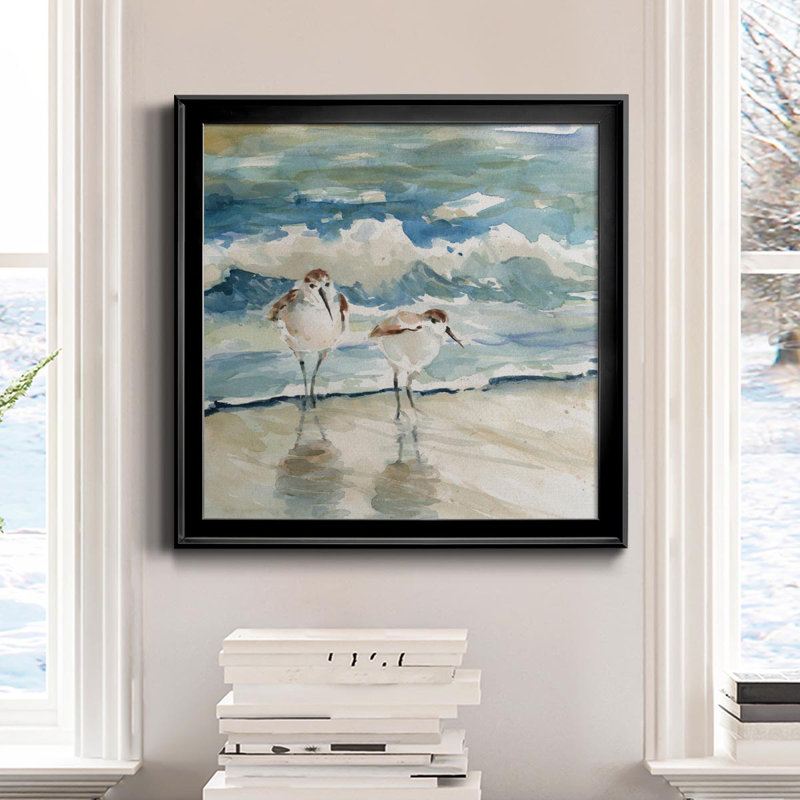 Oiseaux de plage - Toile encadrée de qualité supérieure - prête à être accrochée, H 30,5 po x l 30,5 po x P 1,5 po, Argent