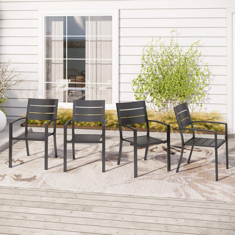 Stackable Outdoor Patio Dining Armchair, 4
