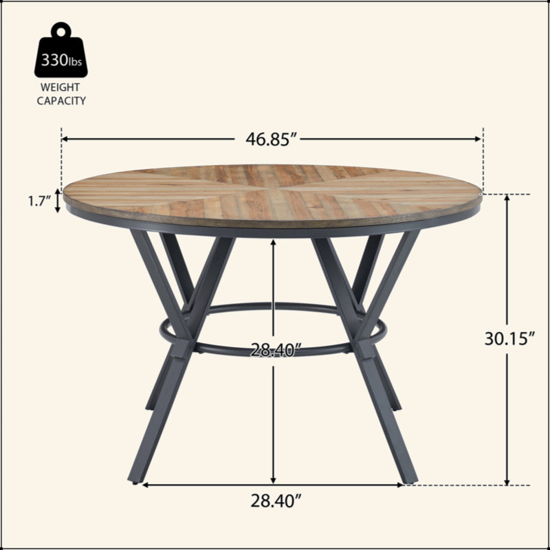 Table de salle à manger d'intérieur avec pieds en métal