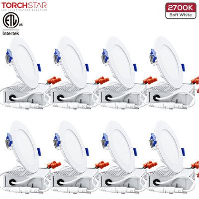 Éclairage encastré à DEL 4 pouces avec boîte en J, encastré à intensité variable, 80 W Eqv. 2700 K blanc doux