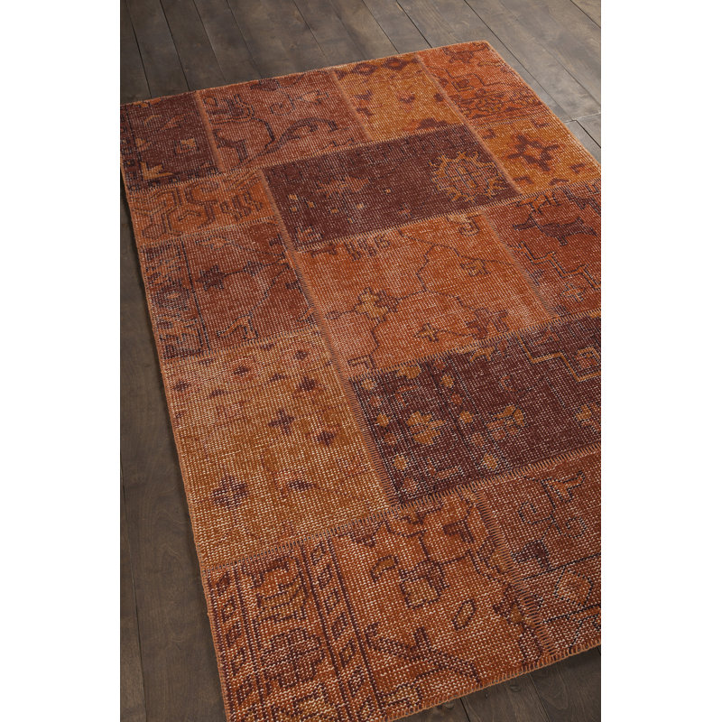Fusion Wool Southwestern Area Rug in Orange, Rectangle 5' x 7'6"
