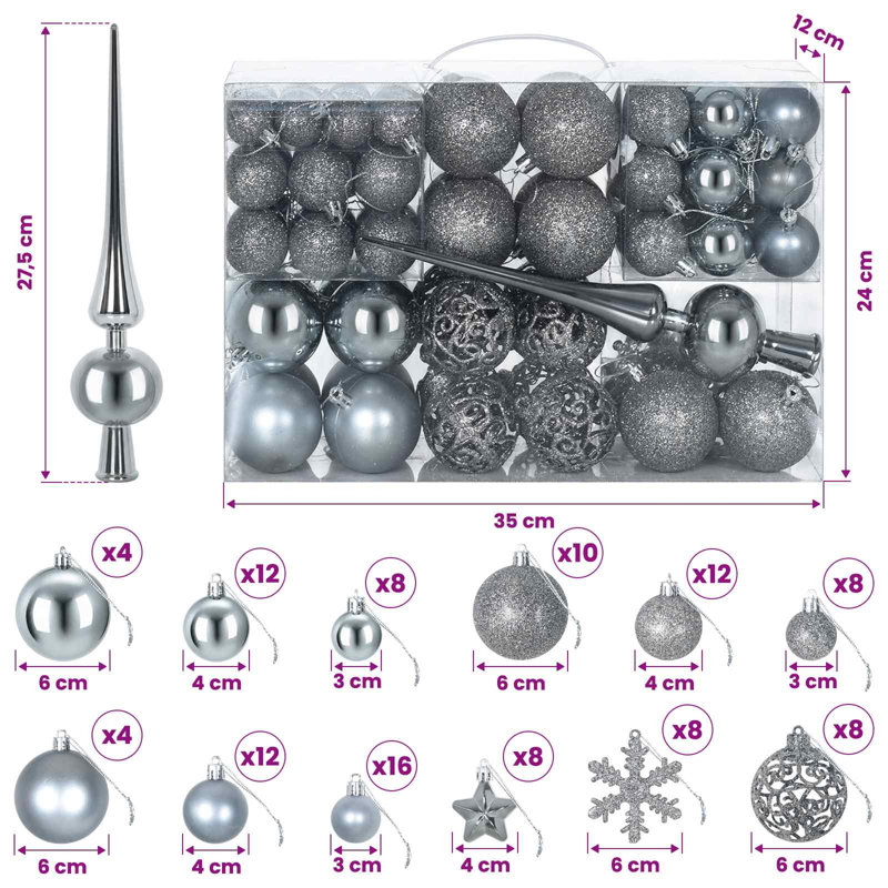 6cm Polystyrene Bauble, Grey