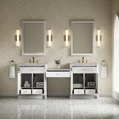 Bellshire 84" W Dual Vanity Set with 24" Make-Up Counter