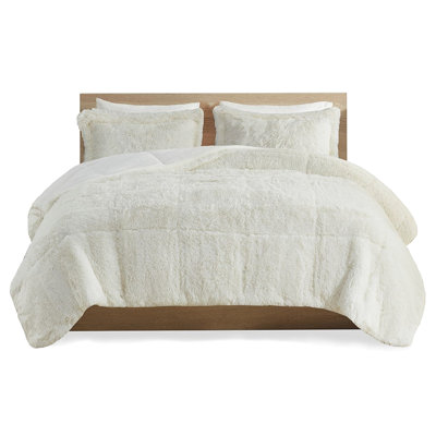 Twin/Twin Xl Shaggy Fur Comforter Mini - . Down Alternative Filling. Soft Reverse. & 2 Shams. Machine Washable. Bedroom Luxury With Long Fur. Reverse For Luxury. Fill. 1 Style