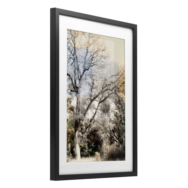 «Tree Collage Layers», reproduction encadrée sous verre, design par Gemma Bardot, Cadre noir minuit, H 23 po x l 17 po