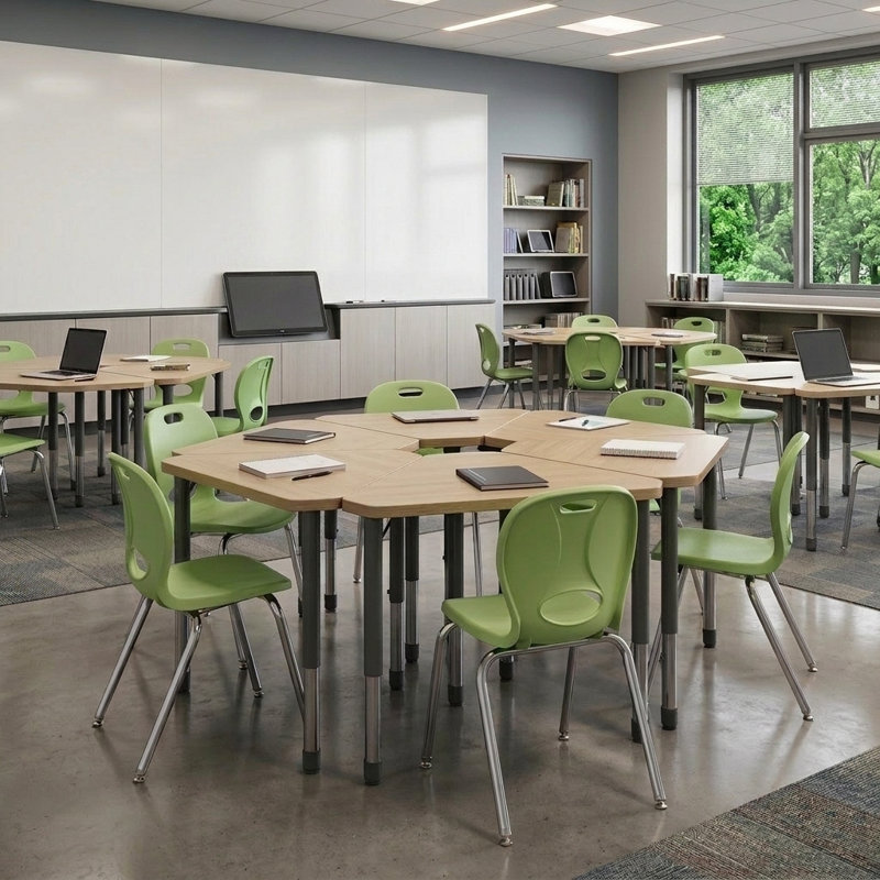 Structure Series Plastic Stacking Classroom Chairs with Contoured Seats (Set of 4), Vert pomme, 14 po, 4