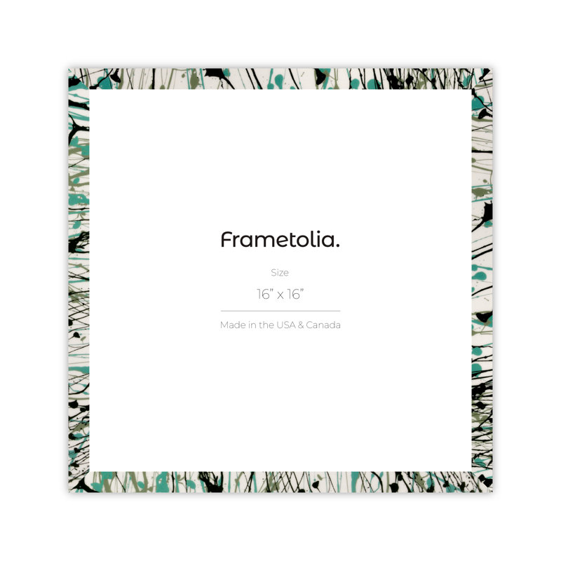 Cadre mural Frametolia Verde Mint Splash, L 16 po x H 16 po, Blanc/vert