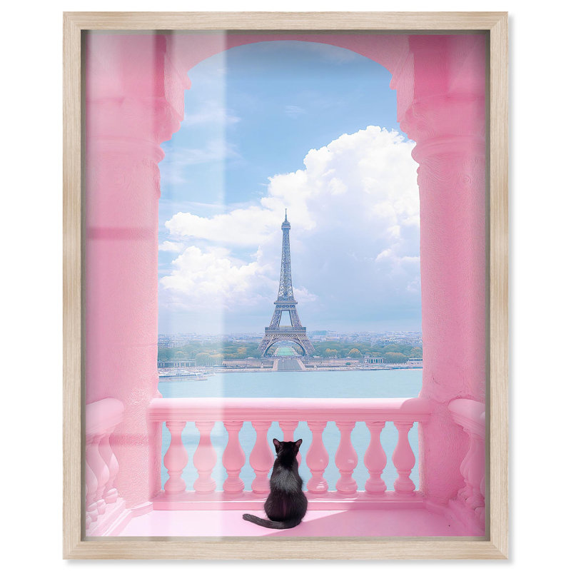 Chat du balcon, reproduction d'art par Art Remedy, H 46 po x l 37 po, Crème, crème