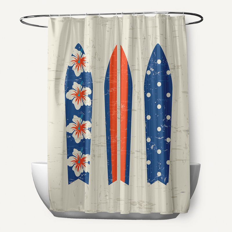 Rideau de douche simple Almeida, Bleu-Orange