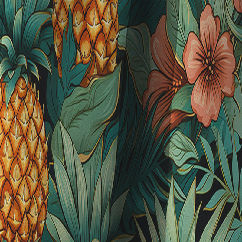Pineapple Delight - motif tropical III - Rideau floral - Rideau occultant floral - 1 panneau, L 52 po x L 84 po