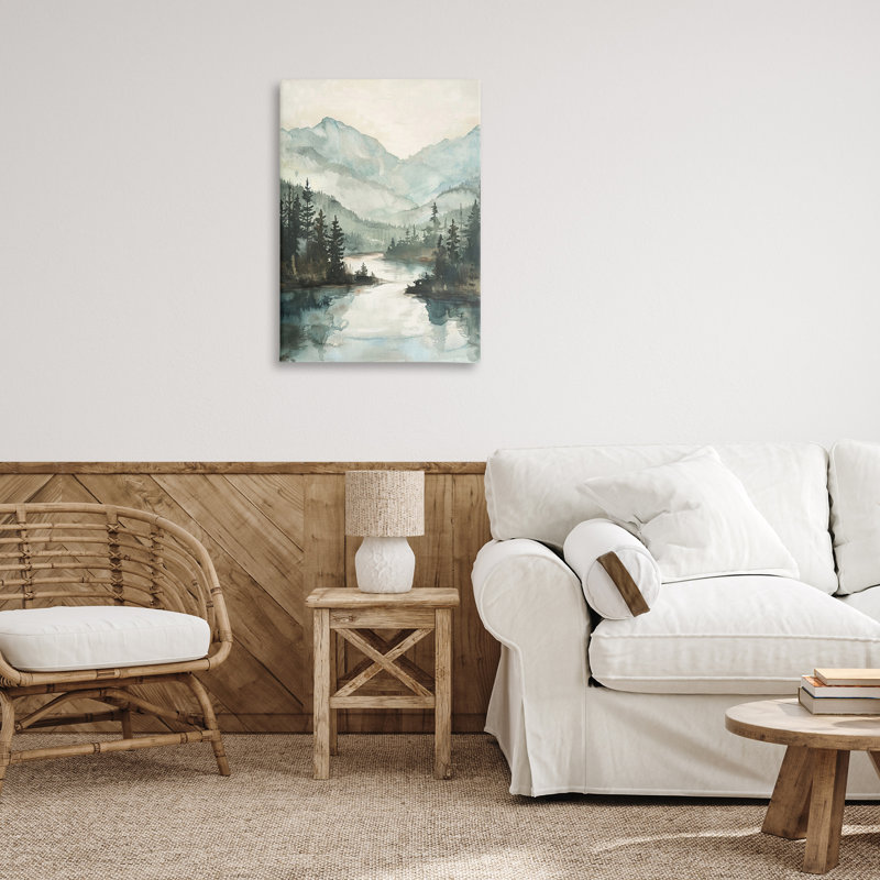  Art mural sur toile Mountain River View par LSR Design Studio, H 30 po x l 20 po