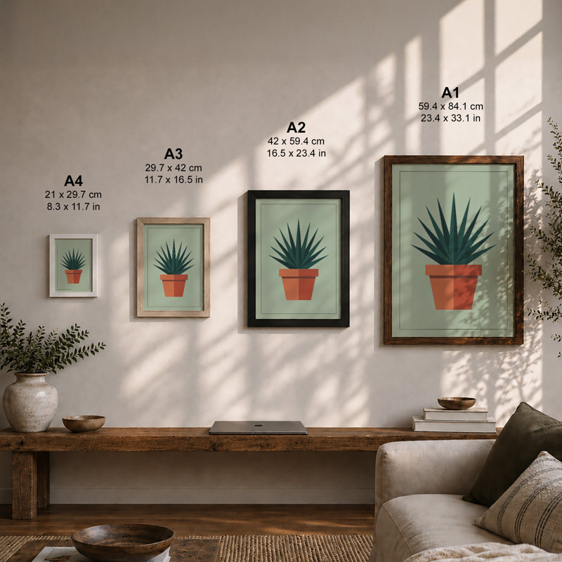 Potted Agave Botanical - Print, Unframed, A2 - 59.4 x 42.0 cm