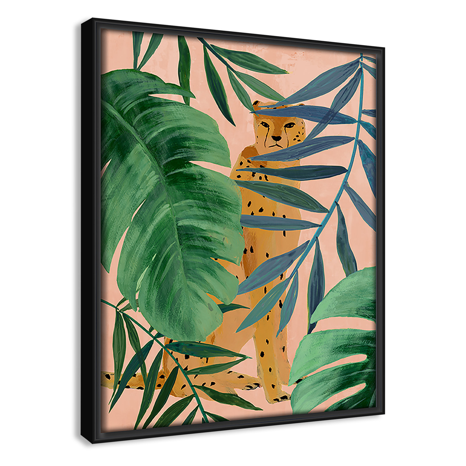Allie "Silent Jungle" Painting by Isabelle Z, 11.5" H x 9.5" W x 2" D, Black Framed Canvas