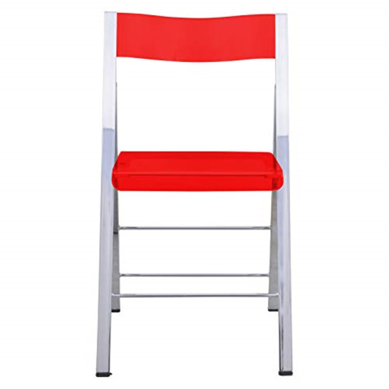 Chaise d'appoint pliante en acrylique Tabris Modern, Cadre transparent rouge / gris