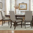 Gunnel 75.5-95.5" Extending Dining Set - Burnished Dark Oak Finish, Linen, 5-Piece Set