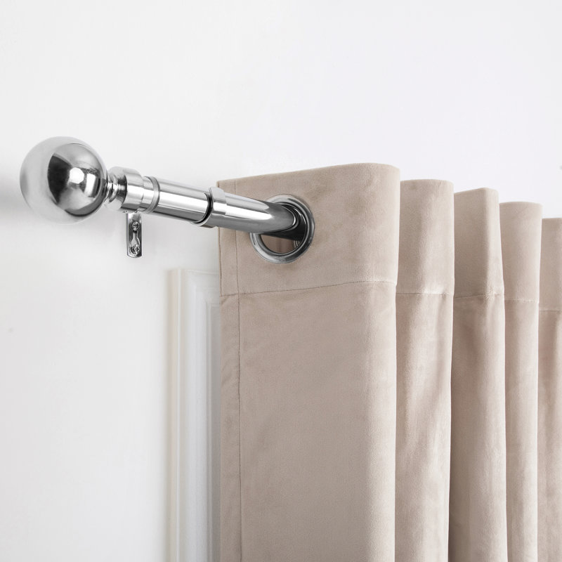Heavy-Duty Adjustable Curtain Pole with Finials, Chrome, 120-210cm