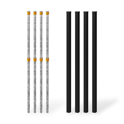 Poteaux de clôture en aluminium de 6 pi pour panneau de clôture d'intimité Edgewood (4 poteaux), support en aluminium pour système de clôture en composite, installation sans creusage, système de clôture extérieure pour patio ou piscine, noir BLI19126