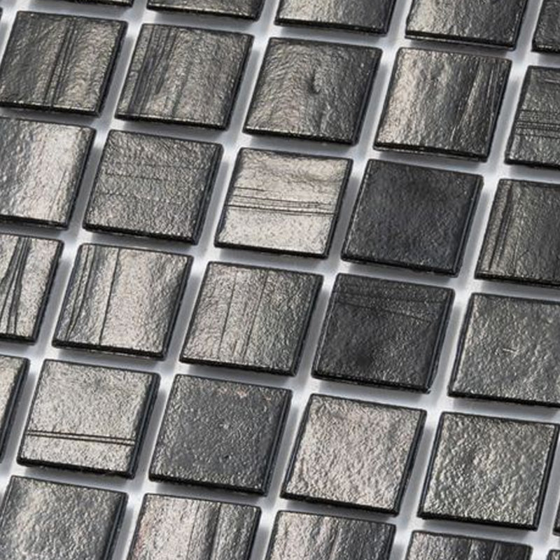 Celestial Glass Grid Mosaic Wall & Floor Tile, Black