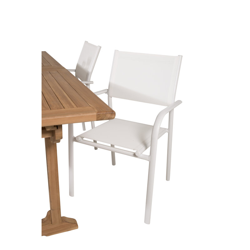 Baek 4 - Person Teak Solid Wood Patio Dining Set Extendable Rectangular Table