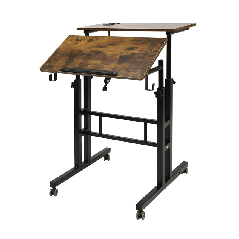 Bureau pour travailler debout à hauteur ajustable, Fer brun / noir