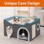 Lit-grotte pour chat d'intérieur - grand lit-grotte avec patin à griffes et boule pelucheuse, cachette pliable pour chat avec coussin double pour plusieurs petits animaux de compagnie-948674429