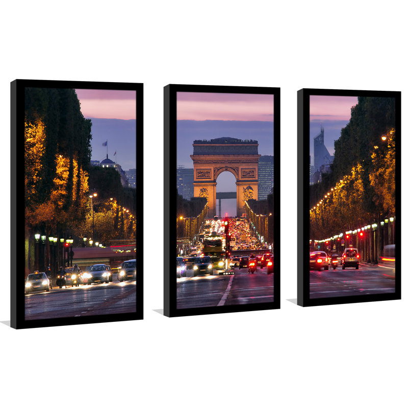 Paris - Reproduction de photo avec cadre photo multi-pièces, H 33,5 po x l 52,5 po x P 1 po
