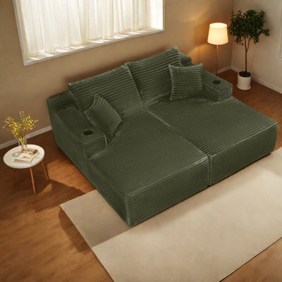 Compression Sectionals Sofa 76 Inch Plush Fabric Modern Home Lounge