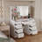 Bara 43.3" W 9 Drawers 3-Mirror Makeup Vanity With Lights