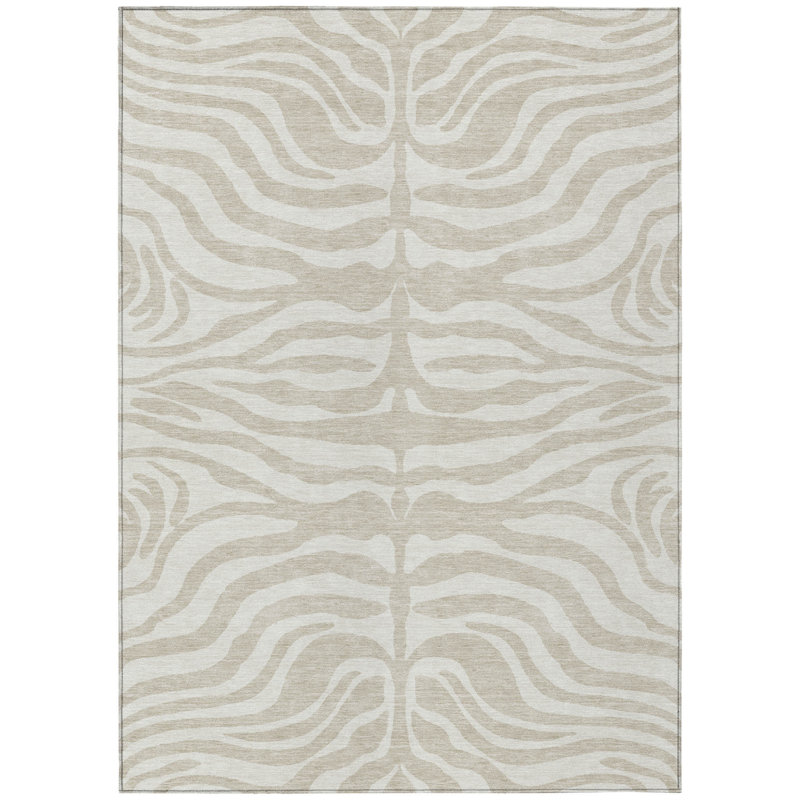 Tapis d'intérieur lavable à motif animal beige 3 pi x 5 pi
