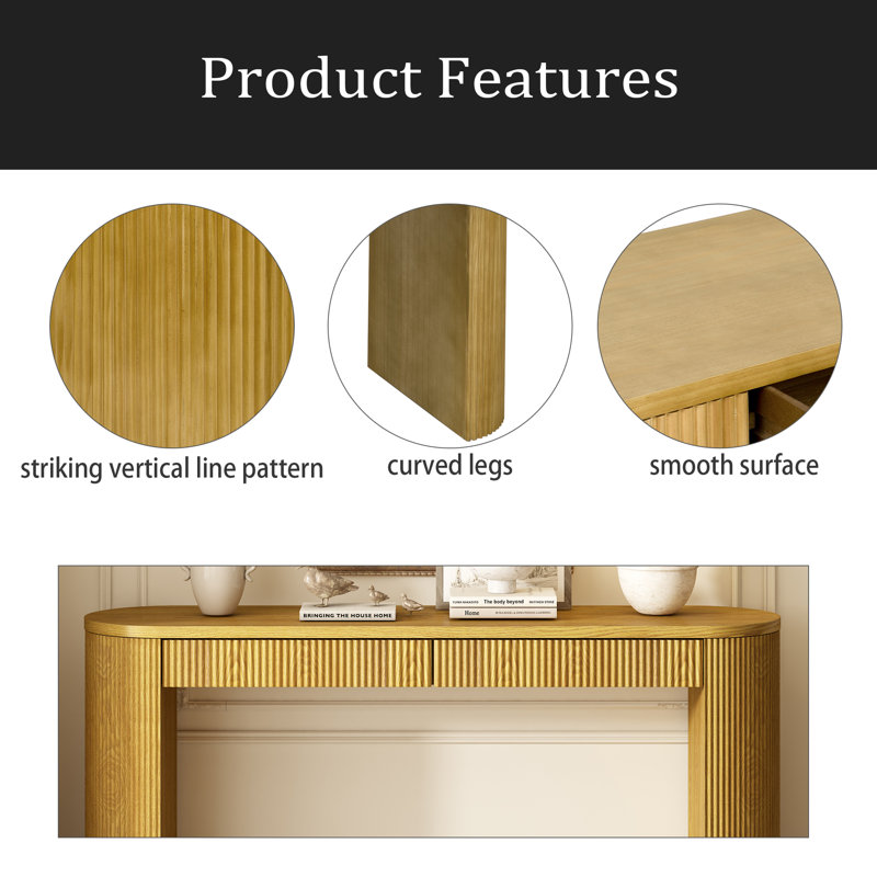 Console sophistiquée avec placage de pin et rayures verticales, convient au vestibule, au couloir, au salon, à la chambre à coucher et à la salle à manger
