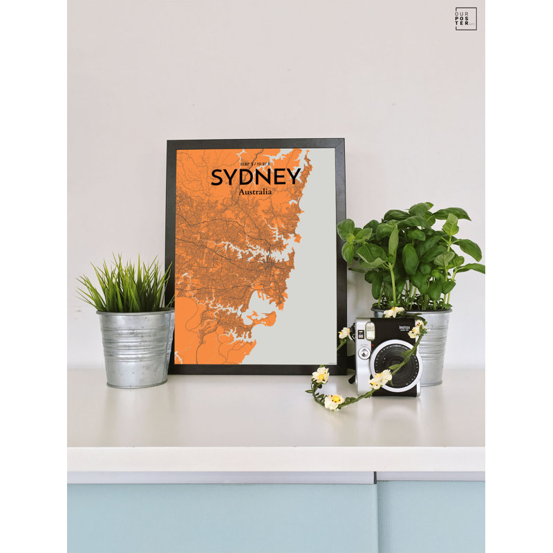 Sydney City Map - No Frame Print, 91.4cm H x 61cm W x 0.13cm D