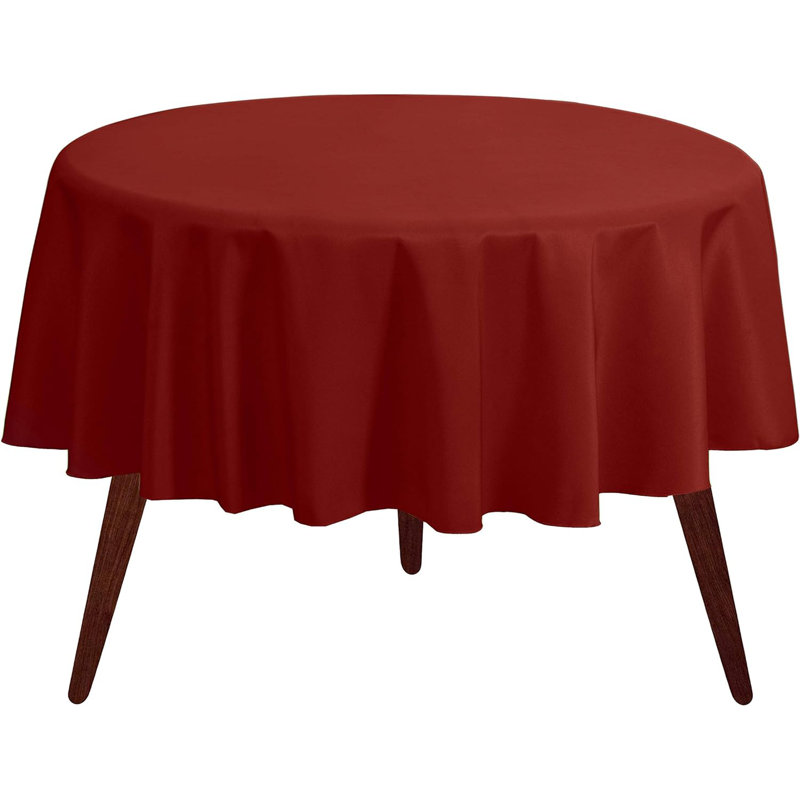 Ambee Round No Pattern Polyester Tablecloth, 132" Round, Burnt Orange