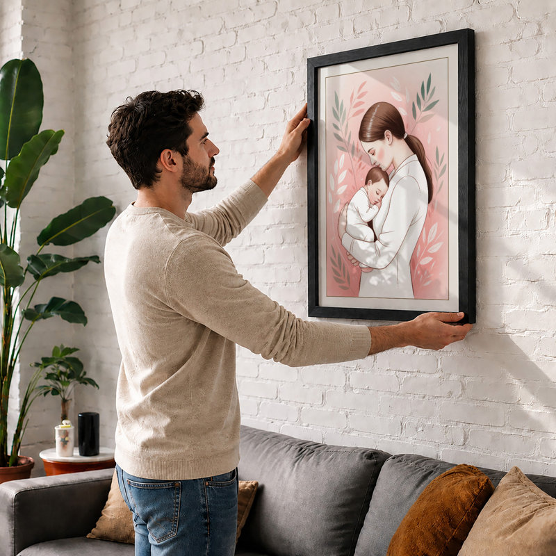 Nurture and Care Modern - Framed Print, Unframed, A4 - 29.7 x 21.0 cm