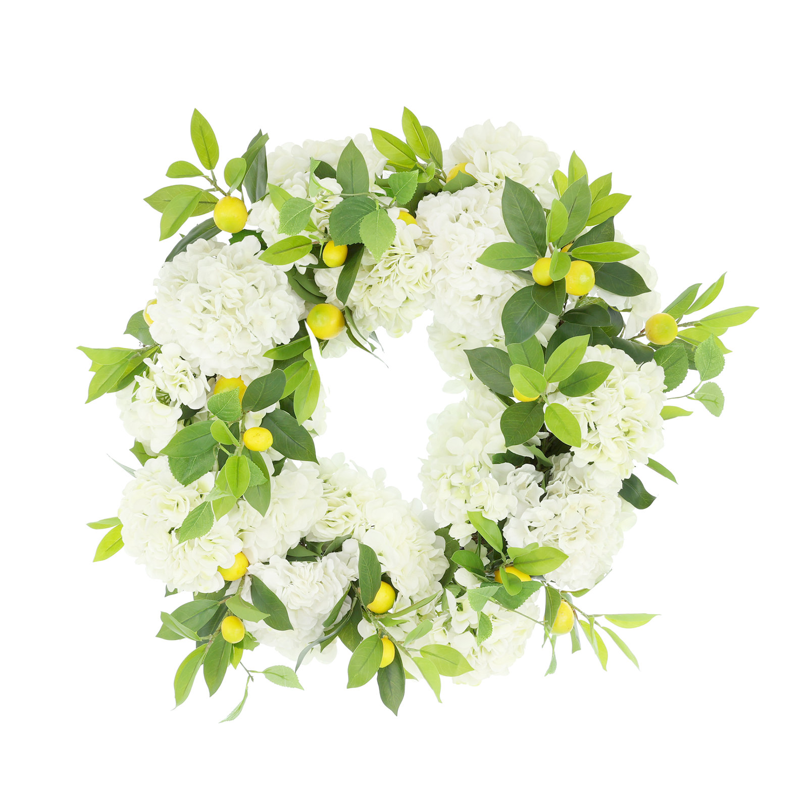 22" Spring Wreath with Hydrangeas and Lemons