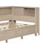 Lit de jour simple en bois avec tablettes de rangement et 3 tiroirs, lait blanc antique