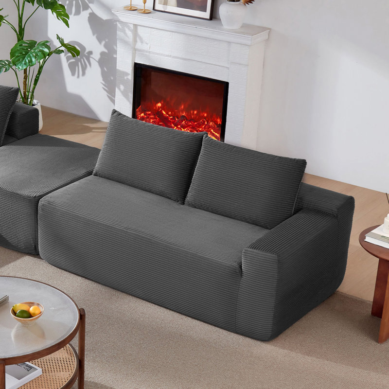 Méridiennes intérieures à compression, velours côtelé gris Modern Home