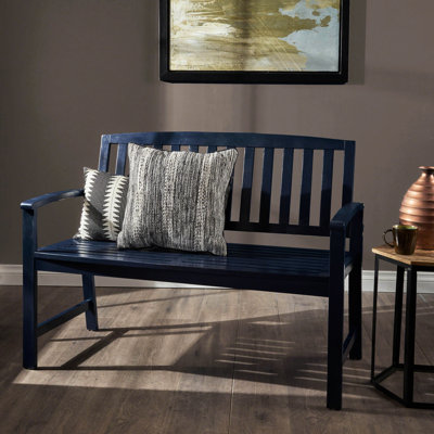 Wood Bench In Appealing Navy Blue For Indoor And Outdoor To Make More Inviting